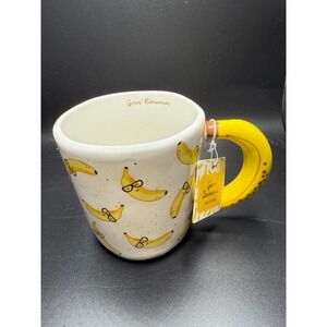 Sunday Morning Ceramics Goin Bananas 18 oz Mug Yellow Banana Handle Cute Fun